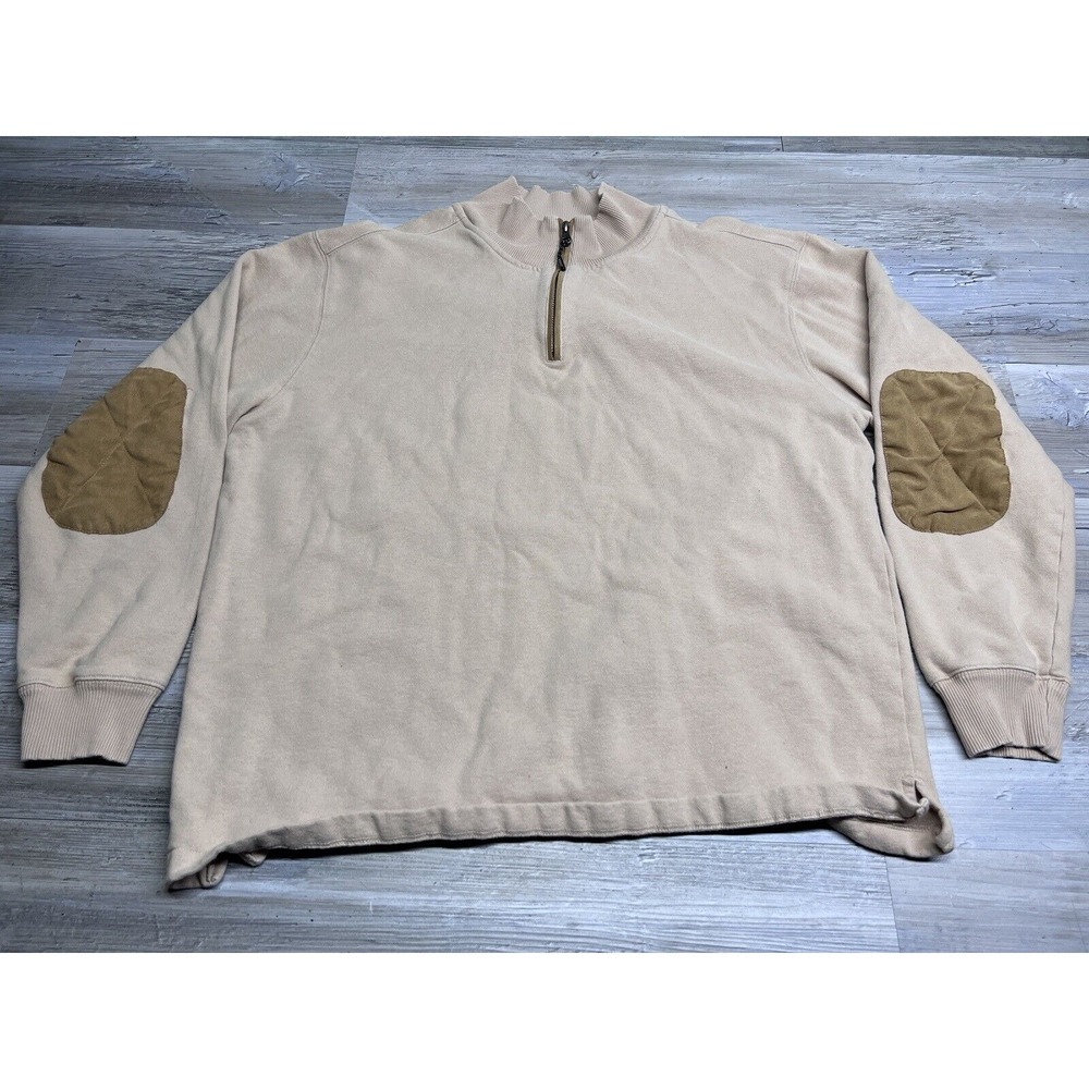 Backpacker Mens 1/4 Zip Pullover Sweatshirt Elbow Patch Hiking Outdoors‎ XL Tan